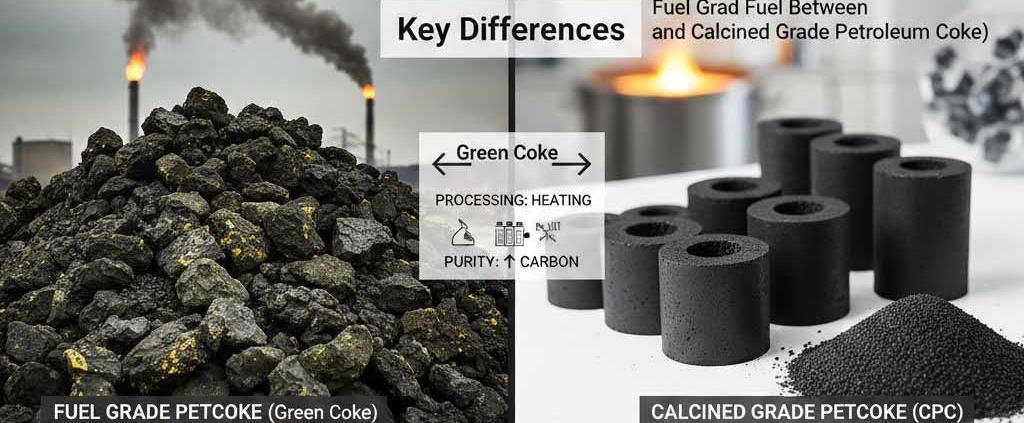 Fuel Grade vs Calcined Grade Petroleum Coke | تفاوتهای کک نفتی سوختی و کلسینه شده | الفروقات الرئيسية بين فحم الكوك البترولي من الدرجة الوقود والدرجة المكلسة