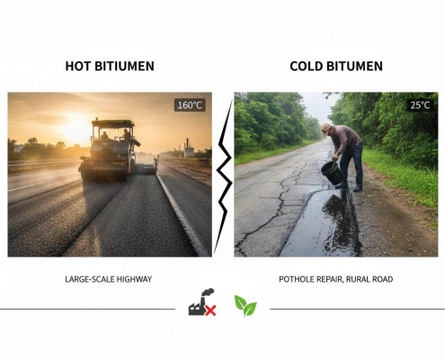 Hot Bitumen vs. Cold Bitumen | مقایسه قیر سرد و گرم | الفرق بين البيتومين الحار والبارد