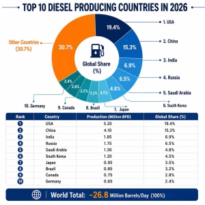 Table of Top 10 Diesel Supplying Countries en