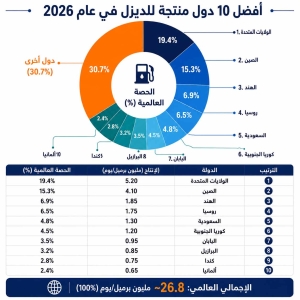 أكبر 10 دول موردة للديزل فی 2026