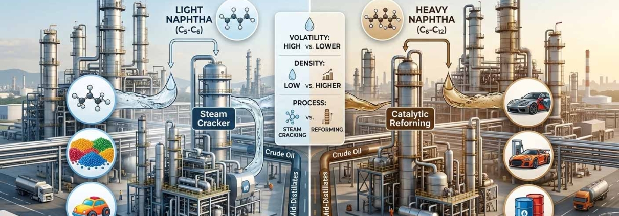 Light Naphtha vs. Heavy Naphtha | مقایسه نفتا سبک و سنگین | النفتا الخفيفة مقابل النفتا الثقيلة