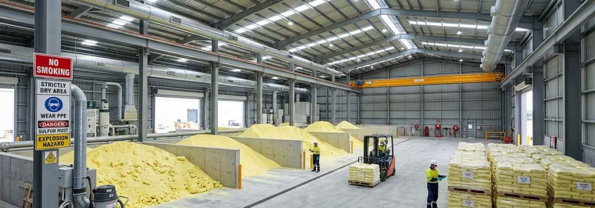 Guide to Sulfur Storage | راهنمای جامع نگهداری گوگرد | الدليل الشامل لتخزين الكبريت