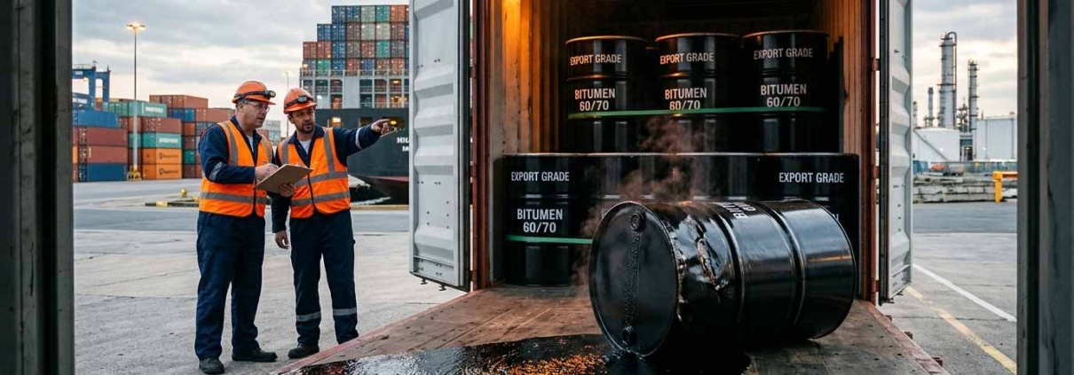 Why Bitumen Drums Leak During Export | چرا بشکه‌های قیر در زمان صادرات نشتی پیدا می‌کنند؟ | لماذا يحدث تسرّب في براميل البيتومين أثناء التصدير؟